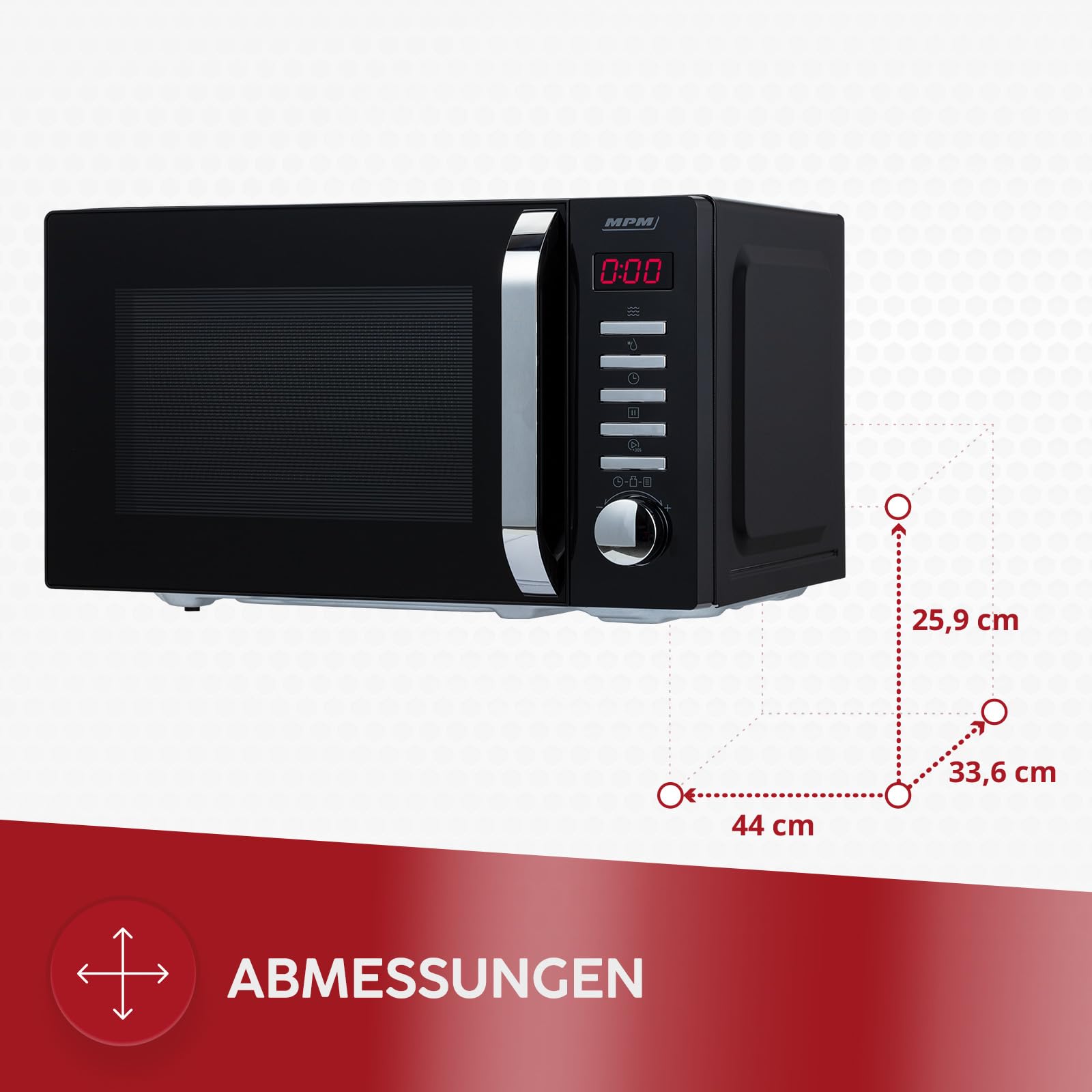 MPM Mikrowelle MPM-20-KMT-05 20 L - Mikrowellenofen für schnelles Kochen - Erwärmen und Auftauen - Digitales Steuerungssystem 700 W