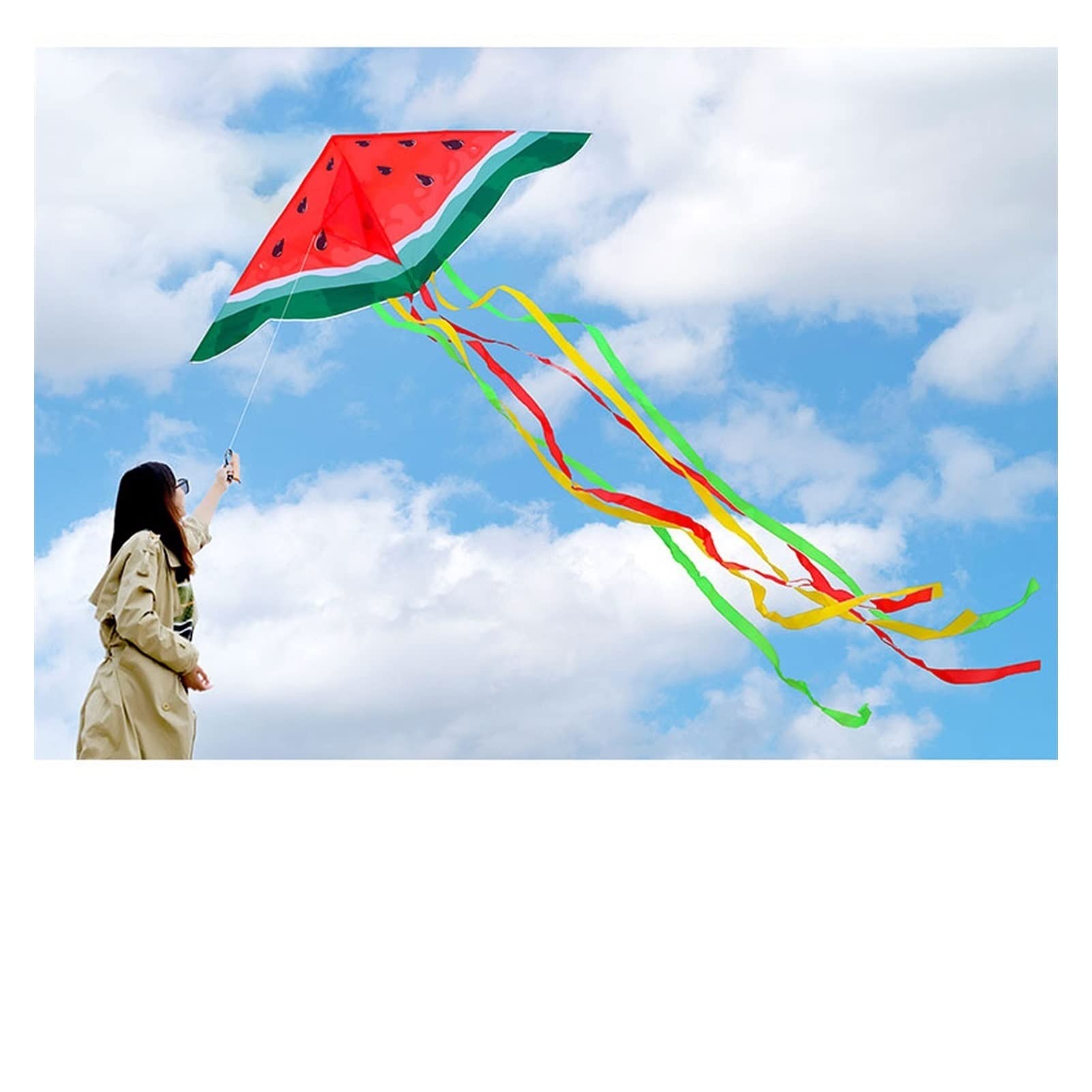 Cometas Fáciles de Volar Gran Creative sandía Kite Kite for Adultos Kite Larga Kite Beach Kite for Adultos Parque Playa Kite squite fácil de despegar Cometa de Juegos al Aire Libre (Color : A)