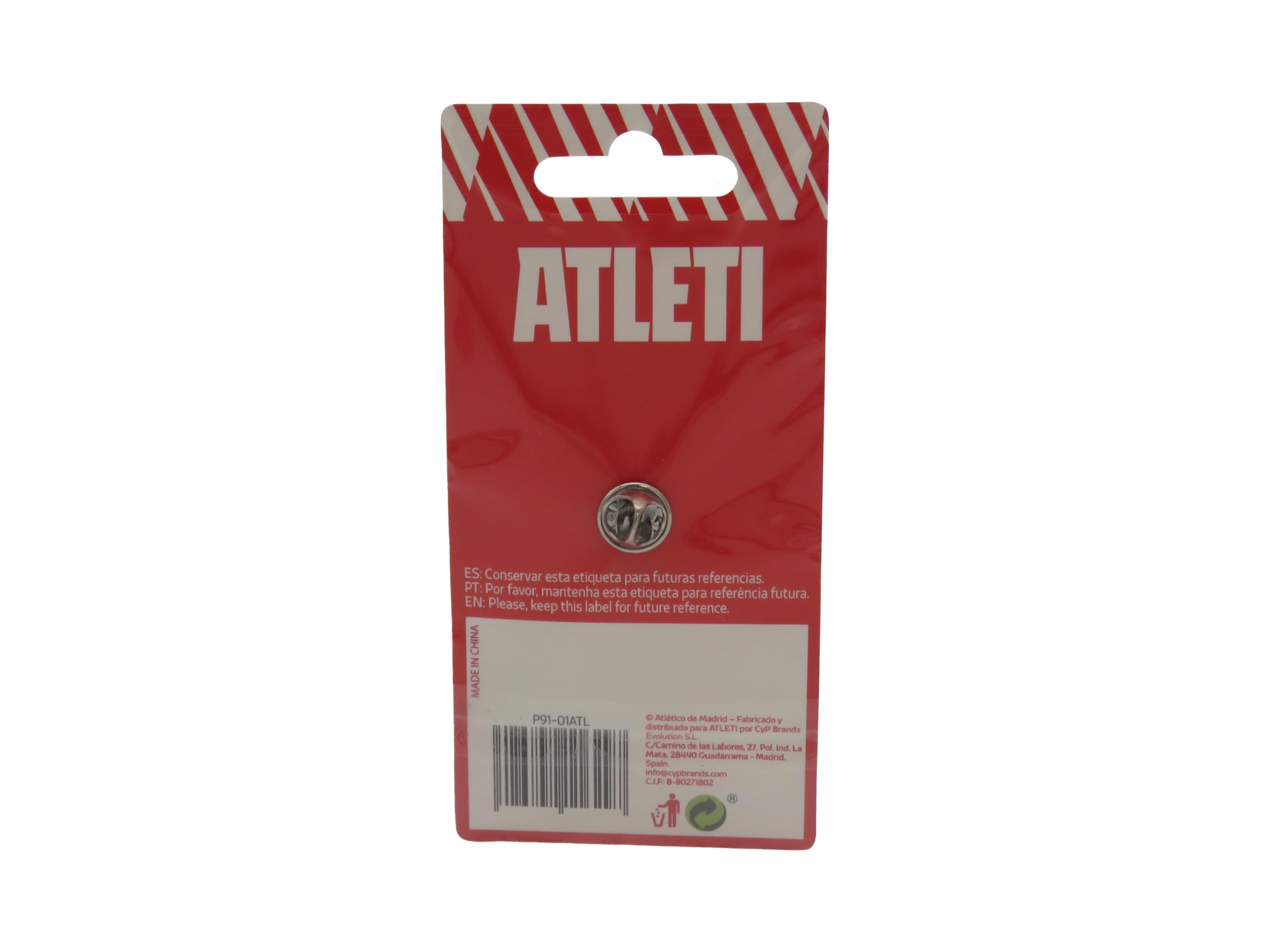 Atlético de Madrid Pin Escudo Oficial Rojo y Blanco