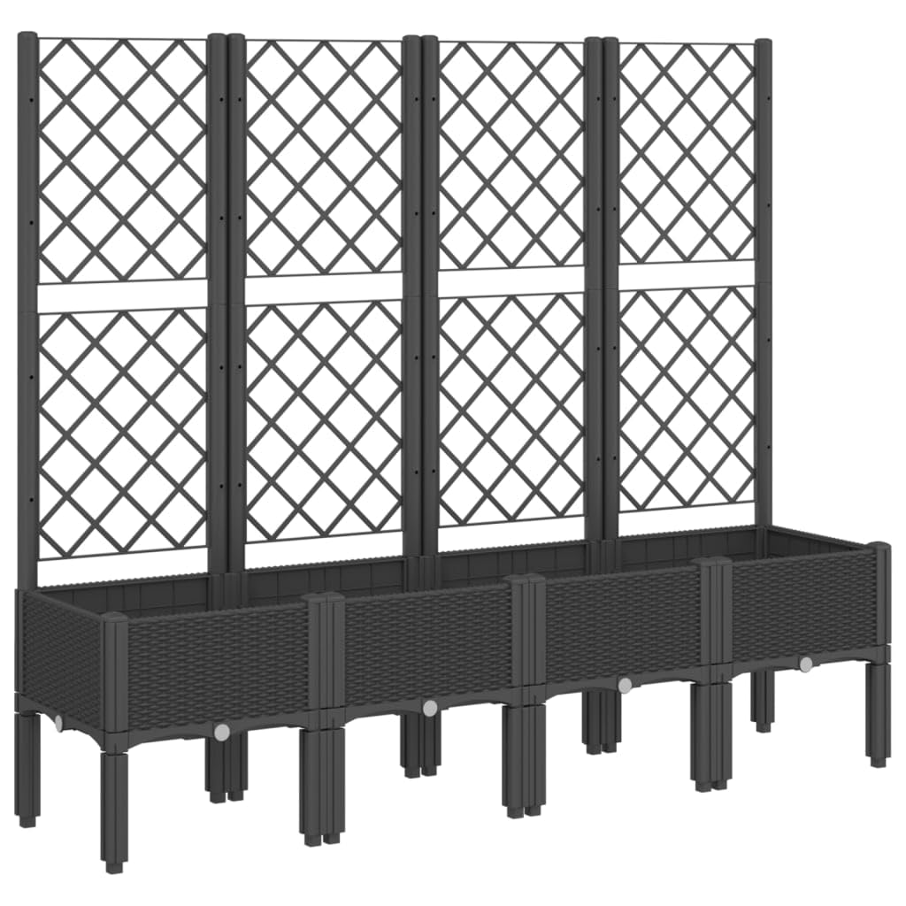 vidaXL Garden Planter with Trellis, Plant Pot for Patio Balcony Terrace, Flower Pot for Flower Herb Plant, Outdoor Planter Box, Black PP — image 1