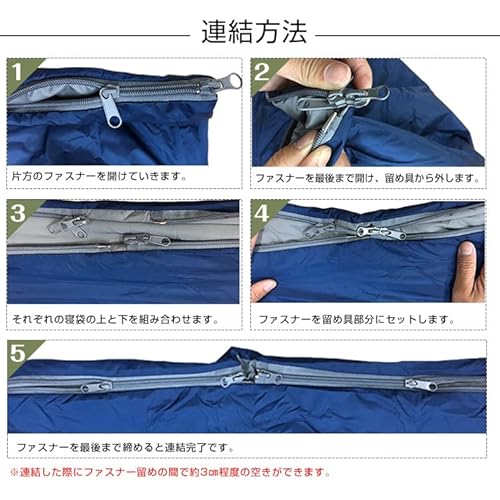Fkstyle【防災士監修】 寝袋 シュラフ 封筒型 コンパクト 軽量 700g 耐寒10度 連結可能 ダブルファスナー 丸洗いOK キャンプ アウトドア 車中泊 防災グッズ 緊急用 2カラー [並行輸入品] 8枚目