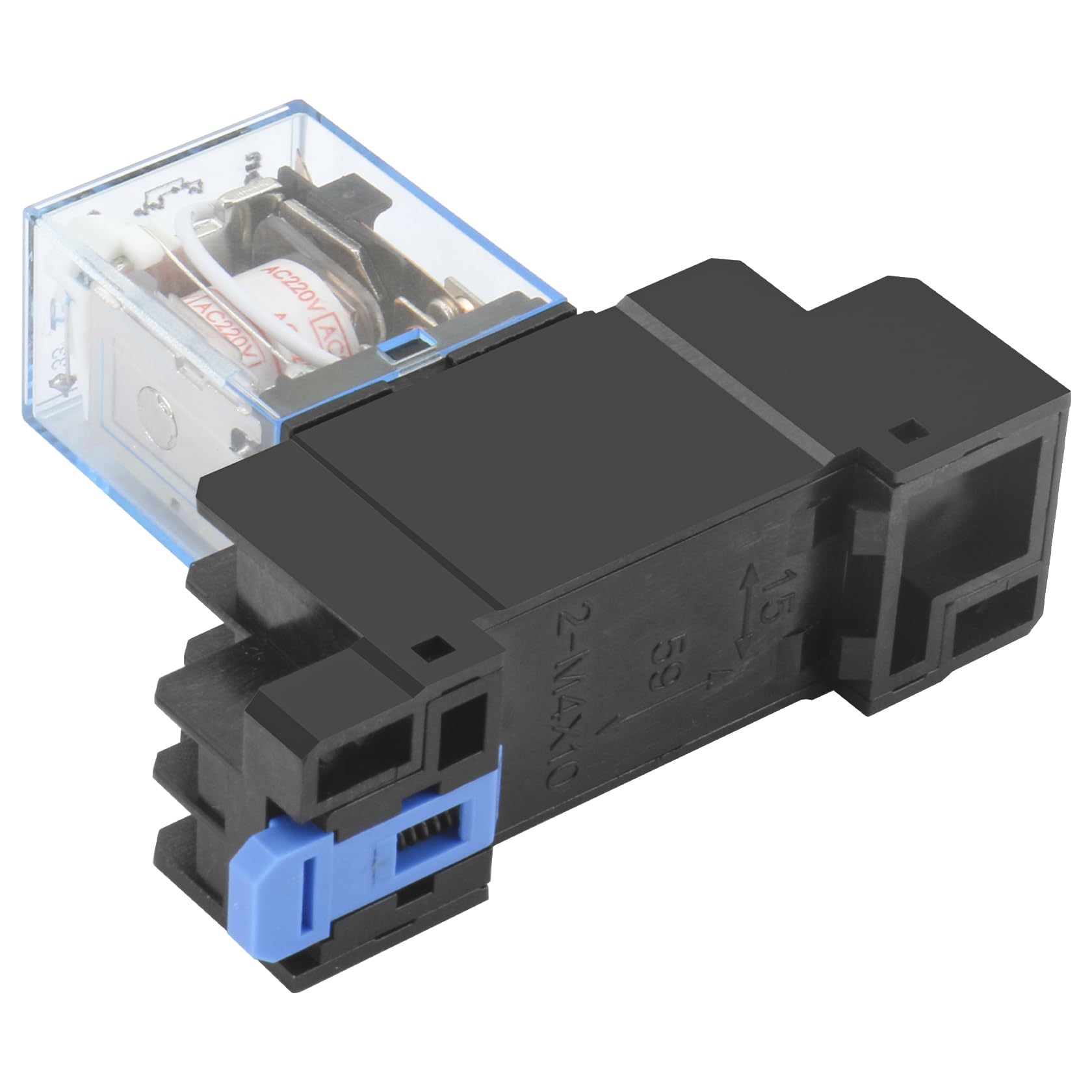 Heschen Relè per uso generico, LY2NJ, bobina 220VAC, 10A 24VDC/220VAC, DPDT, indicatore LED, con base a bussola