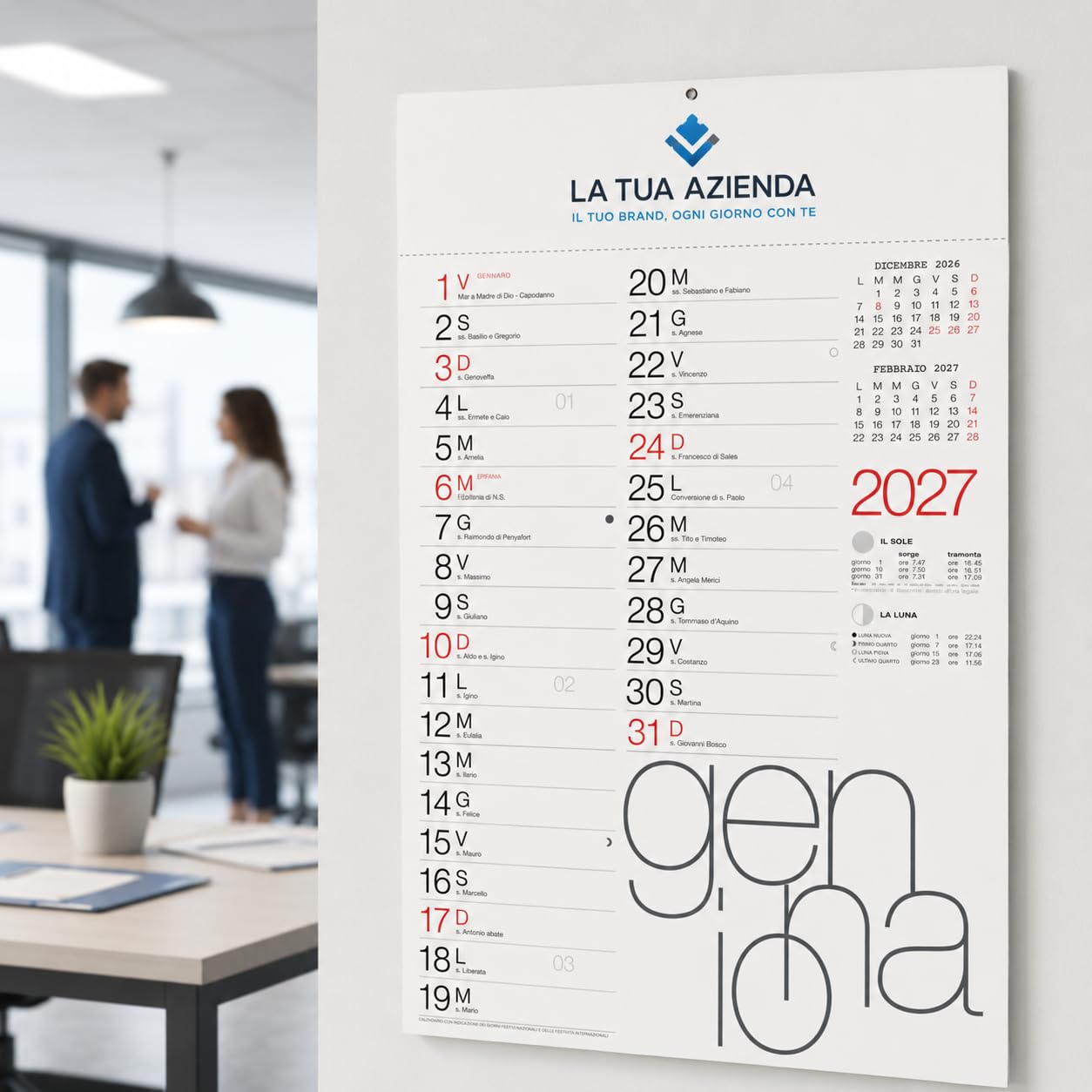 Calendari Personalizzati 2027 in Stock da 100 Pezzi Olandesi Grandi da Muro Notes sul Retro per Gadget Pubblicitari di Fine Anno e come Omaggio per i Clienti o Regali Aziendali | PA615