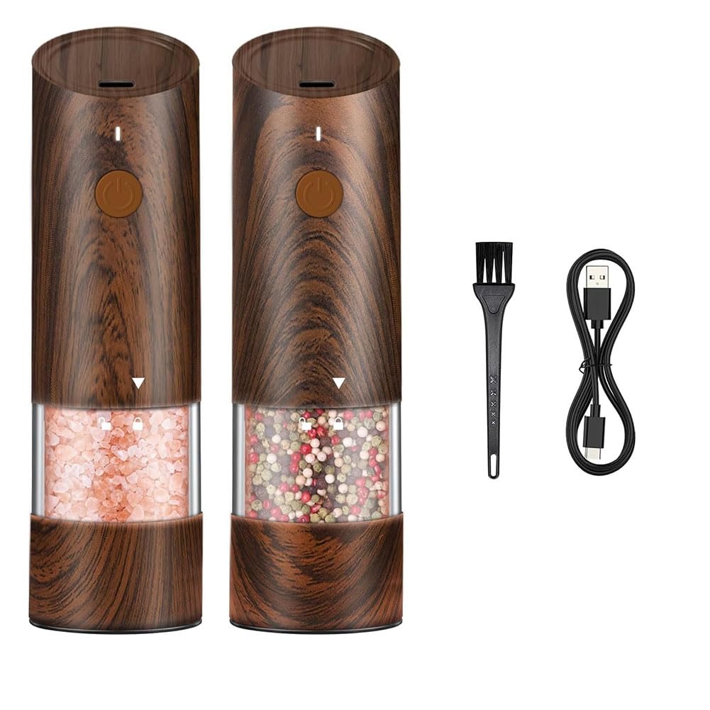 CTRLZS Electric Salt and Pepper Grinder Set-Automatic Pepper and Salt Grinder Refillable with 6Adjustable Coarseness Adjustable