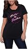 Harley-Davidson Womens Free Wheels Raw-Edge Scoop Neck Short Sleeve Tee, Black