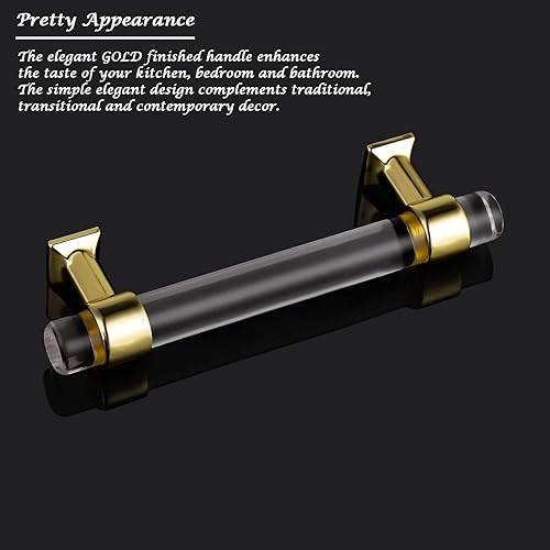 Miniatura 3 de Orger - Paquete de 10 manijas acrílicas para gabinetes de 3 34 pulgadas, tiradores de cajón de cristal transparente para cocina, dormitorio, baño,