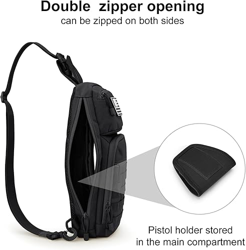 Miniatura 3 de G4Free 10L Tactical EDC Sling Bag Mochila Militar Molle Pecho Hombro Asalto Pack para transporte oculto, Negro -, Mochilas Sling