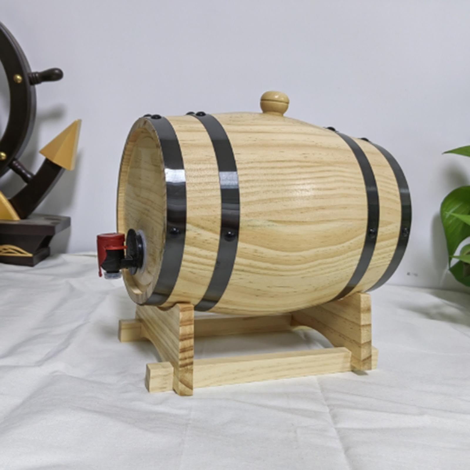 MagiDeal 1L / 1.5L / 3L Whisky Tonneau à Vin, Grande Capacité avec Robinet Tonneau à Vin en Chêne Vieillissement avec Support Tonneau à Vin en Chêne, 1l