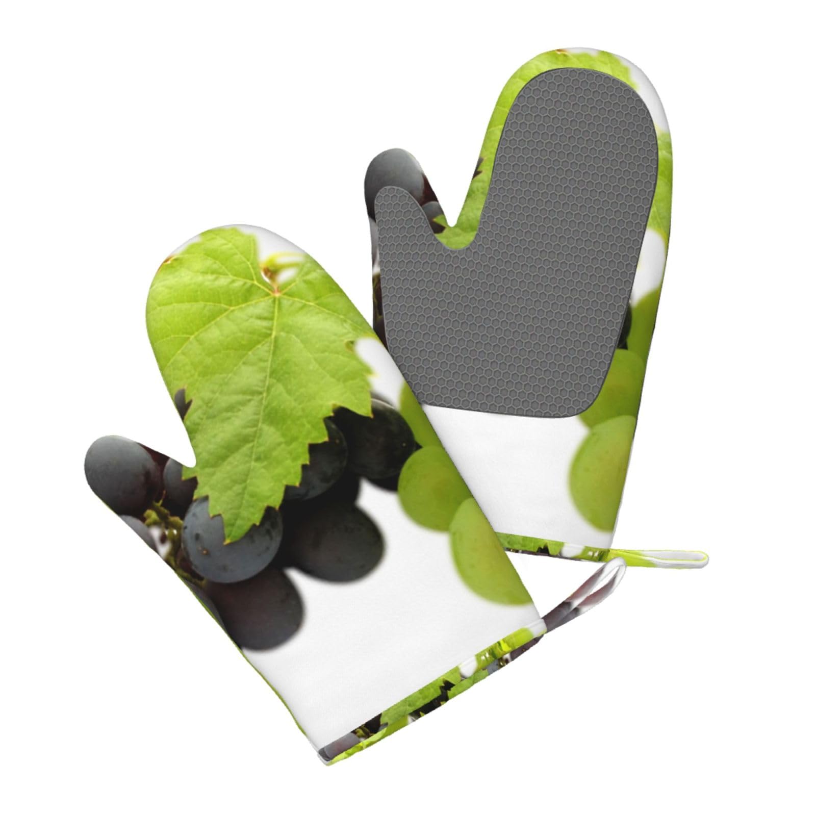 Aqrjlpo Women's Grape Silicone Oven Mitts Set 2Pcs, Printed Heat Resistant Non-Slip Silicone Oven Gloves For Kitchen Cooking Baking Microwave