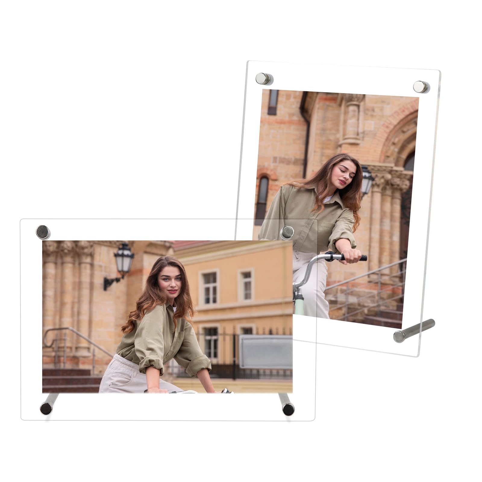 Andiker Acrylic Photo Frame, 6x4 inch Transparent Frameless Picture Frames for Tabletop Horizontally and Vertically Clear Photo Frames for Living Room Bedroom Wedding (2, 4X6)