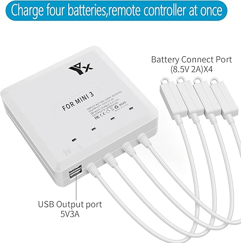 Miniatura 2 de Hanatora Cargador de batería rápido para DJI Mini 4 Pro, Mini 3 Pro Drone - Accesorios de concentrador de carga multiparalelo rápido 6 en 1