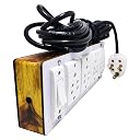 THE BLACK KNIGHT Portable Wooden Switch Board Electric Spy Guard Extension Board 1- Switch ,4- Plug ,3meter Wire with 1 Atteched 3 Pin Power Plug gallery image