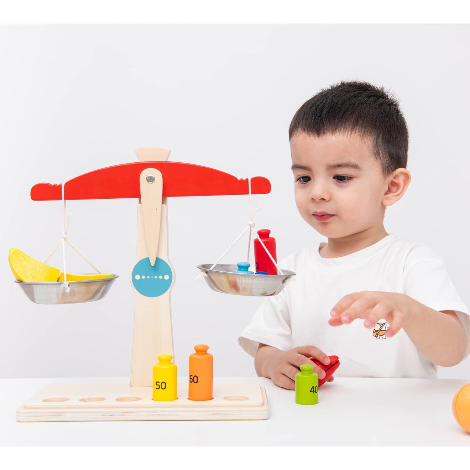Woet® Balance Jouet en Bois pour Enfants - Accessoire pour Marchande - Jouet de Marché d’Imitation - À Partir de 3 Ans