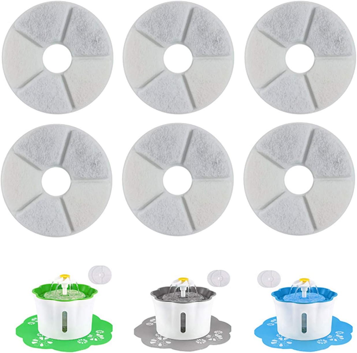 BOBEastal 6 Pack-2.6L Pet Fountain Filter,Cat Drinking Fountain Healthy and Hygienic Replacement Filter