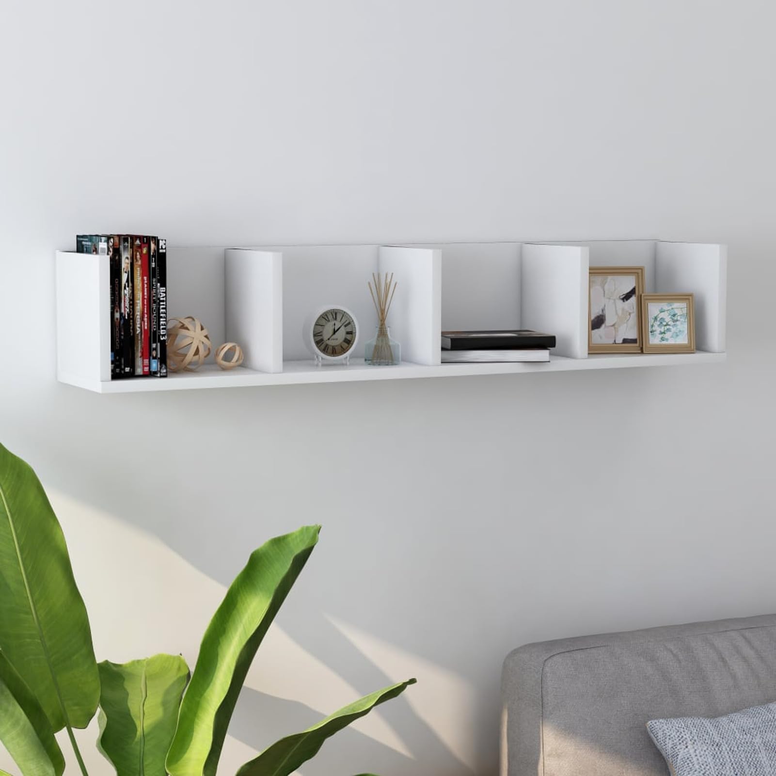 Leepesx Scaffale Porta CD a Parete Bianco 100x18x18 cm in Truciolato,Scaffale,Scaffale a Parete,Decorative Mensole per Camera da Letto,Soggiorno,Ufficio