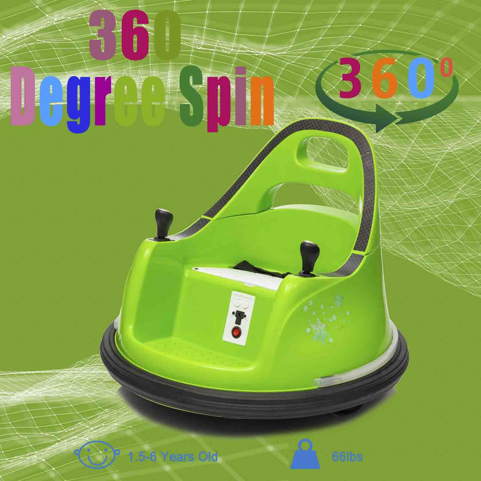 Luibas 12V Electric Ride On Bumper Car, Baby Bumping Toy Car Gifts - Electric Vehicle W/Remote Control, Music, Bright LED Lights and 360 Degree Spin for 1.5-6 Years Old Toddlers, Green