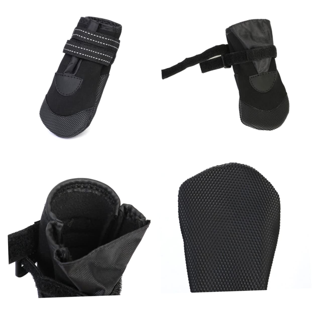 FOMIYES Lot De 3 Paires De Chaussures pour Chien Bottines Réfléchissantes Chaussures De Marche pour Petits Chiens Chaudes Et Confortables Noires 4 Pièces X 3