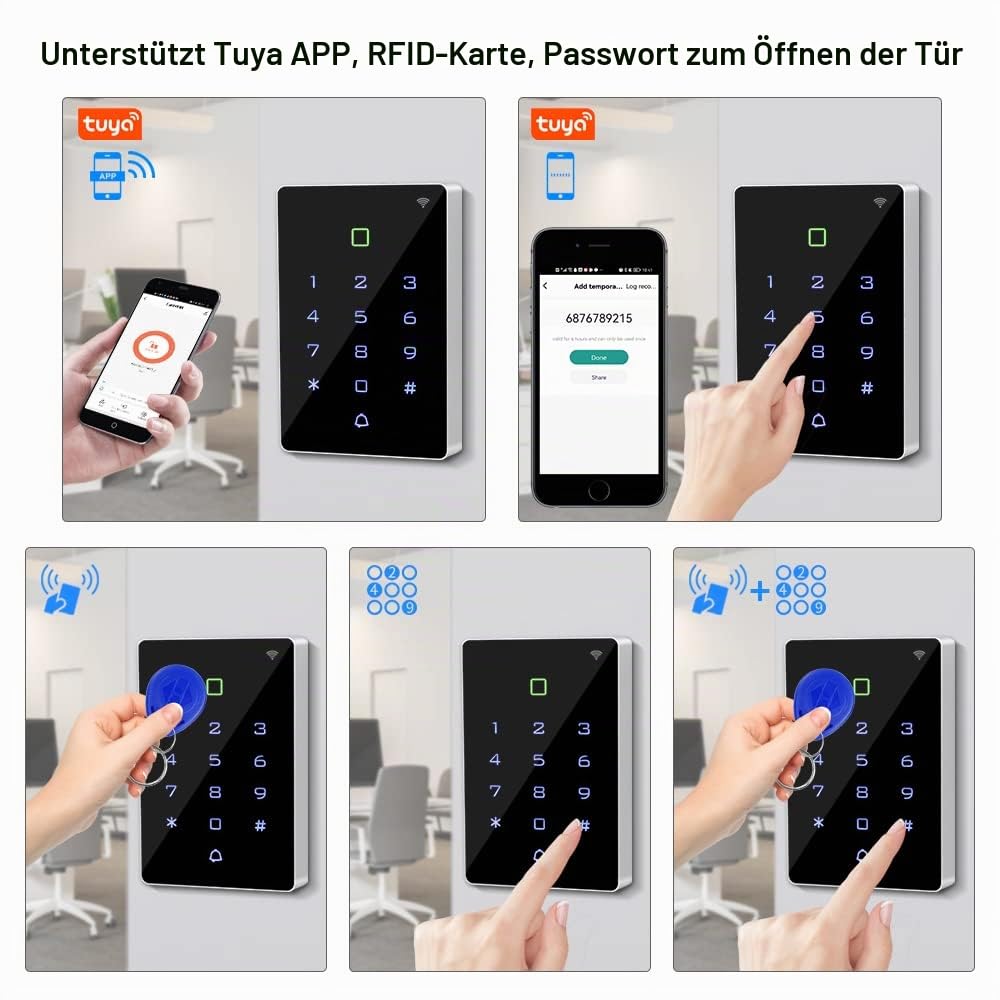 WiFi Tuya RFID Zugangskontrolle Tastatur IP68 wasserdichte Access Controller Tastatur WG26/34 Telefon APP Passwort Entsperren System + 10pcs Keyfobs