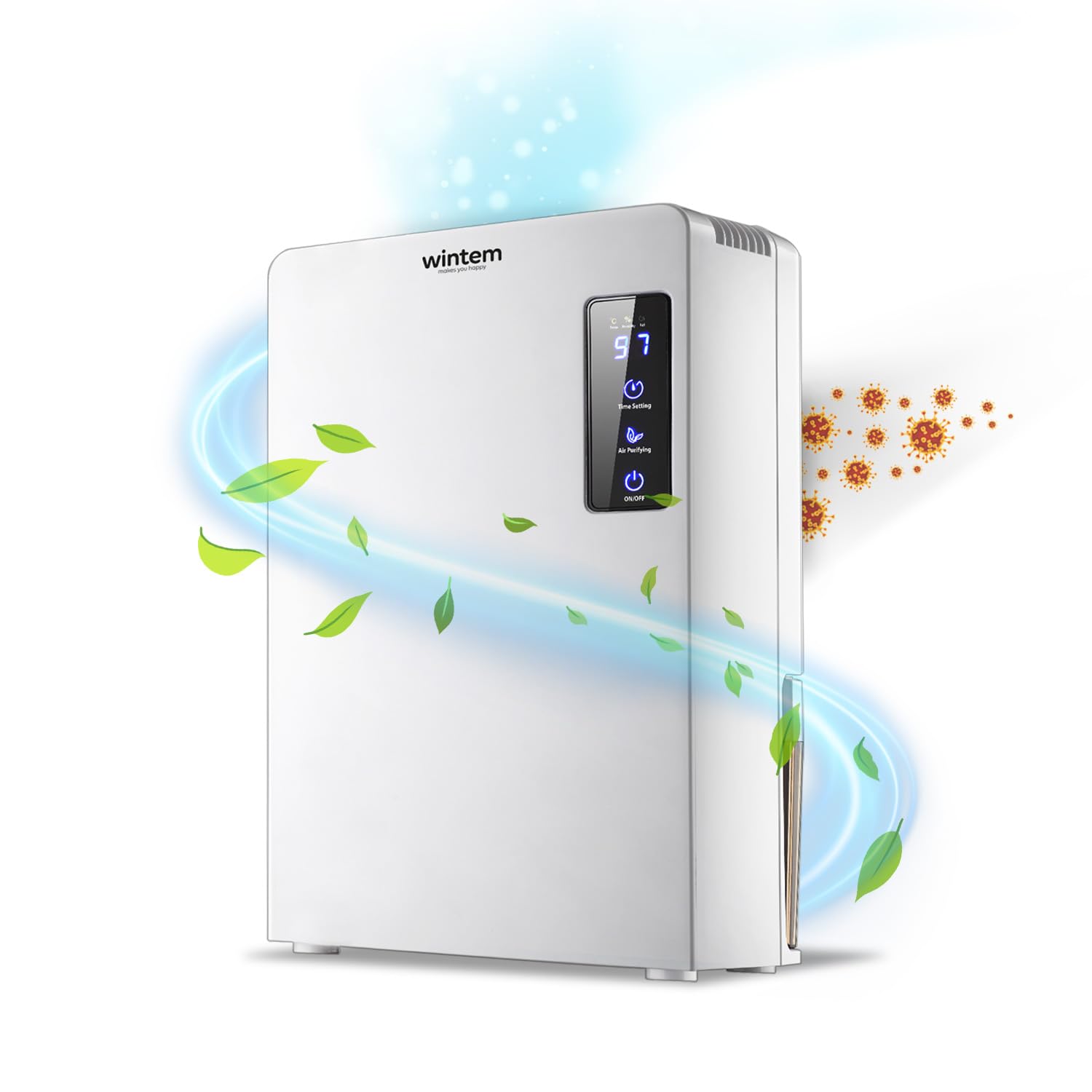 Urano Deumidificatore Compatto Portatile con funzione Umidificatore Deumidificazione Intelligente 70 Watt Serbatoio 2200 ml con Sistema di allarme - Timer di Spegnimento Automatico fino a 24 Ore