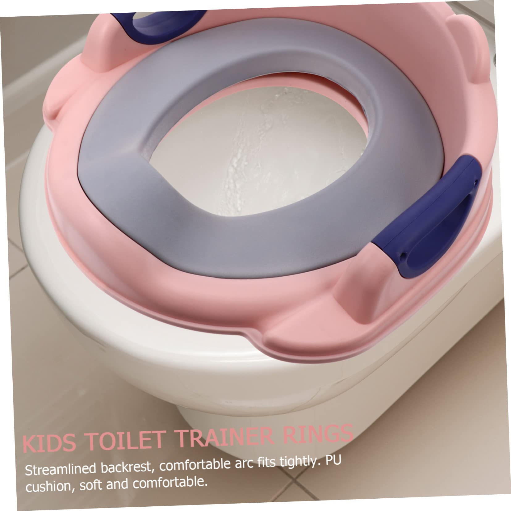 Riduttore Wc per Ragazzo Ragazza Rosa Cuscino Pu e Maniglia | Pp, Fissaggio Fibbia Antiscivolo, Installazione Semplice, Rimozione Rapida e Pulizia Facile