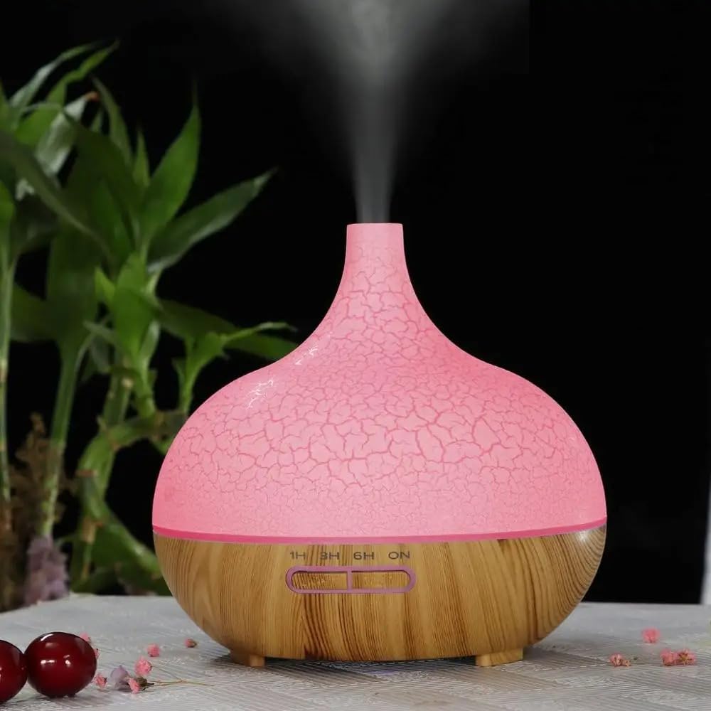 Essential Oil Diffuser, Aromatherapy Diffuser 500ml with Remote Control, 4 Timer & Auto-Off Safety Switch, 7 Color LED Lights Mode, 10 Hours Quiet Humidifier for Bedroom, Office & Home (F.Light woody)