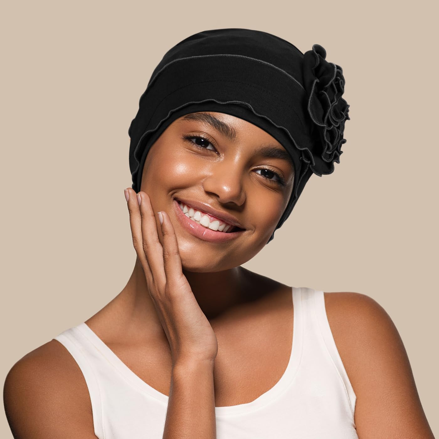 AIPESL 4 Pieces Cotton Chemo Turban Headwear, Soft Cancer Headwear Elastic Cancer Cap for Women with Hair Loss - Image 7