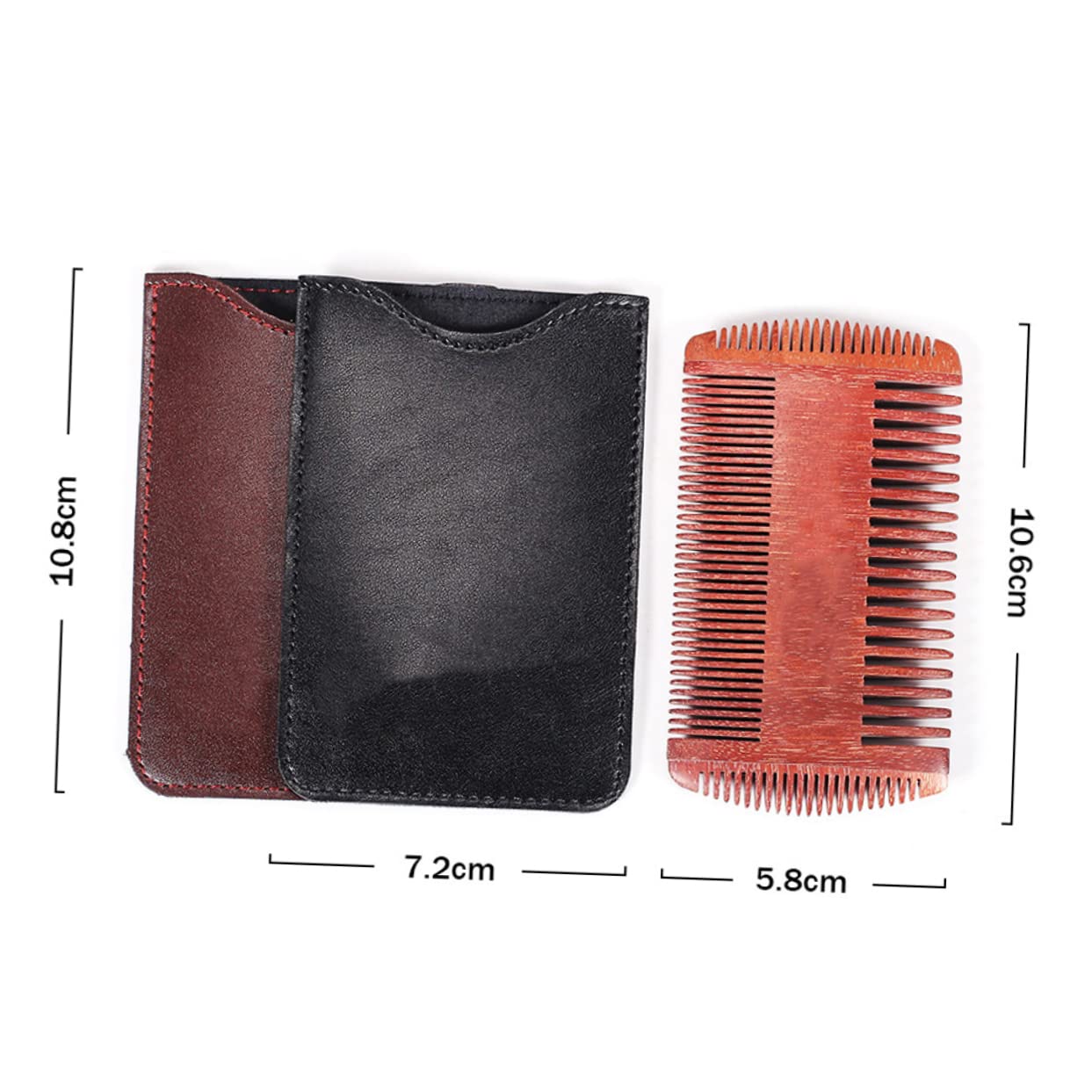 Outanaya Four Sided Static Beard Comb Durable Styling Tool with Coarse and Fine Teeth Portable Design for Easy Travel Includes Storage Bag Random Brown Style