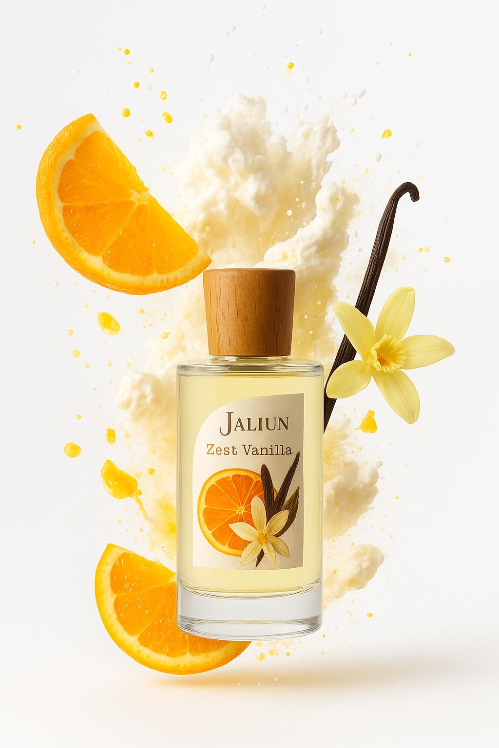 Jaliun Zest Vanilla Extrait de Parfum 100ml – Profumo Gourmand Agrumato | Note di arancia amara, panna montata e caramello. Extrait al 30%, dolce e burroso, ideale per chi ama i gourmand agrumati.