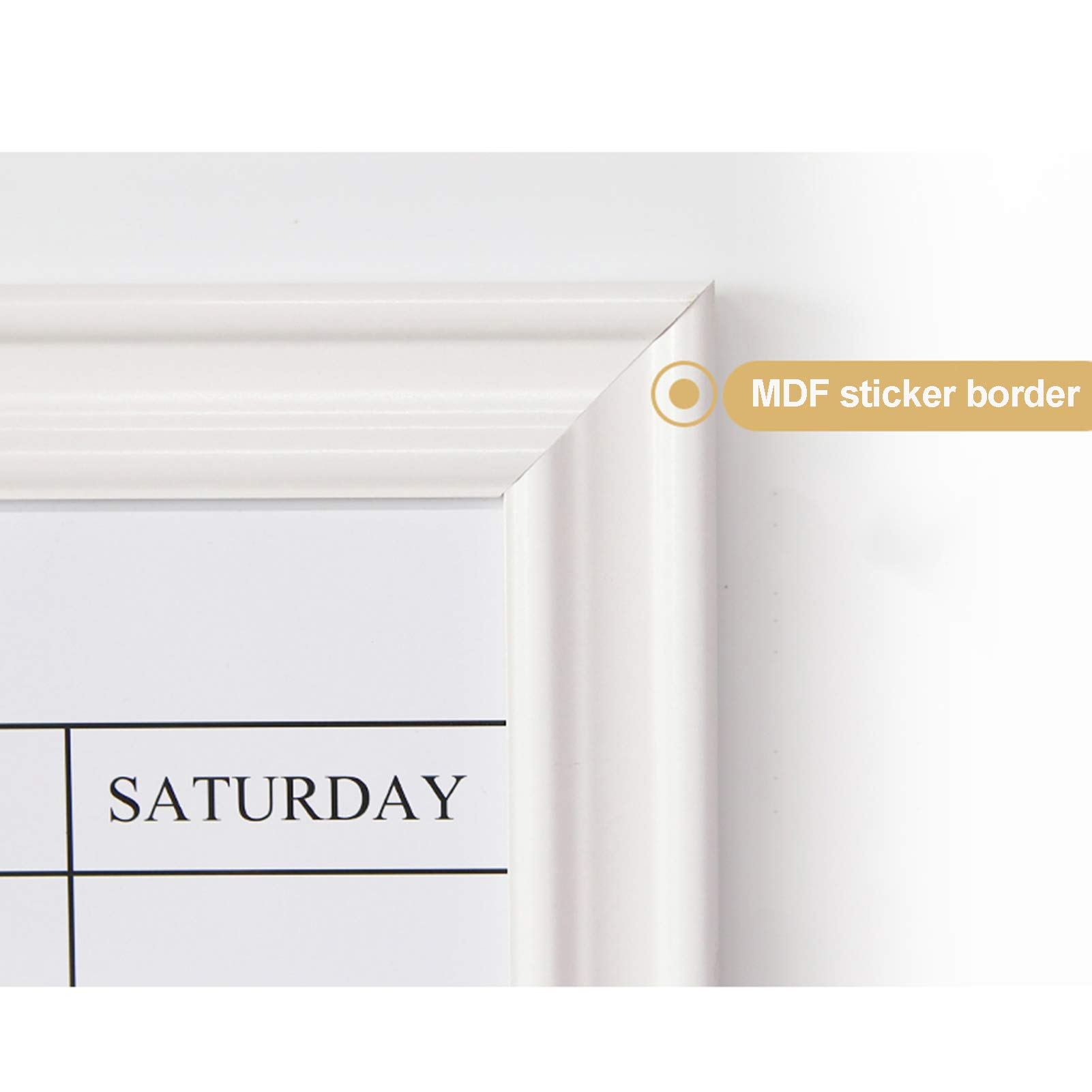 Whiteboard Tableau De Calendrier Magnétique Effaçable à Sec Tableau Blanc Mensuel Autocollant Blanc Cadre en MDF 18 "X 24" pour Enregistrement De Planification