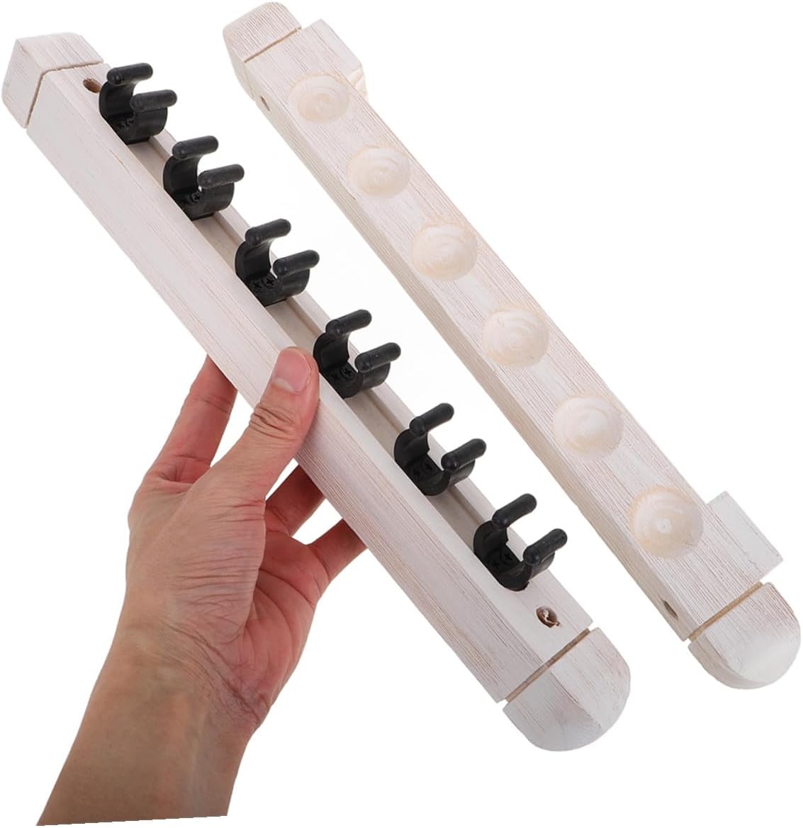Solid Wood 6-hole Wall-mounted Billiard Cue Rack Pool Stick Holder 2 Pairs Billiards Cue Storage Organizer for Game Room and Pool Table Accessories