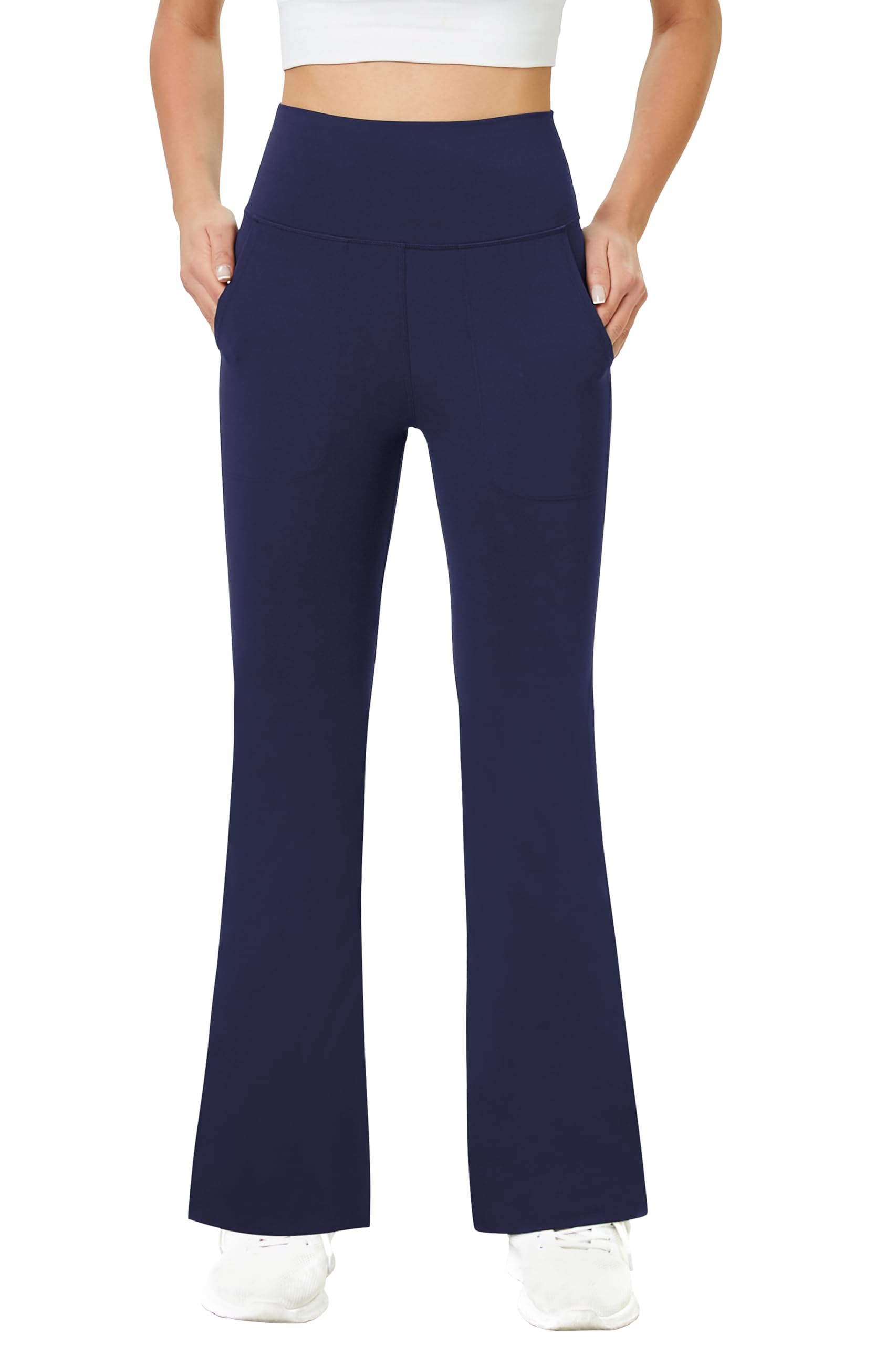 Friptspyg Damen Hose mit Taschen Casual Arbeit Hose High Waist Yogahose Stretch Jogginghose Bootcut Sporthose Freizeit Yoga Pants