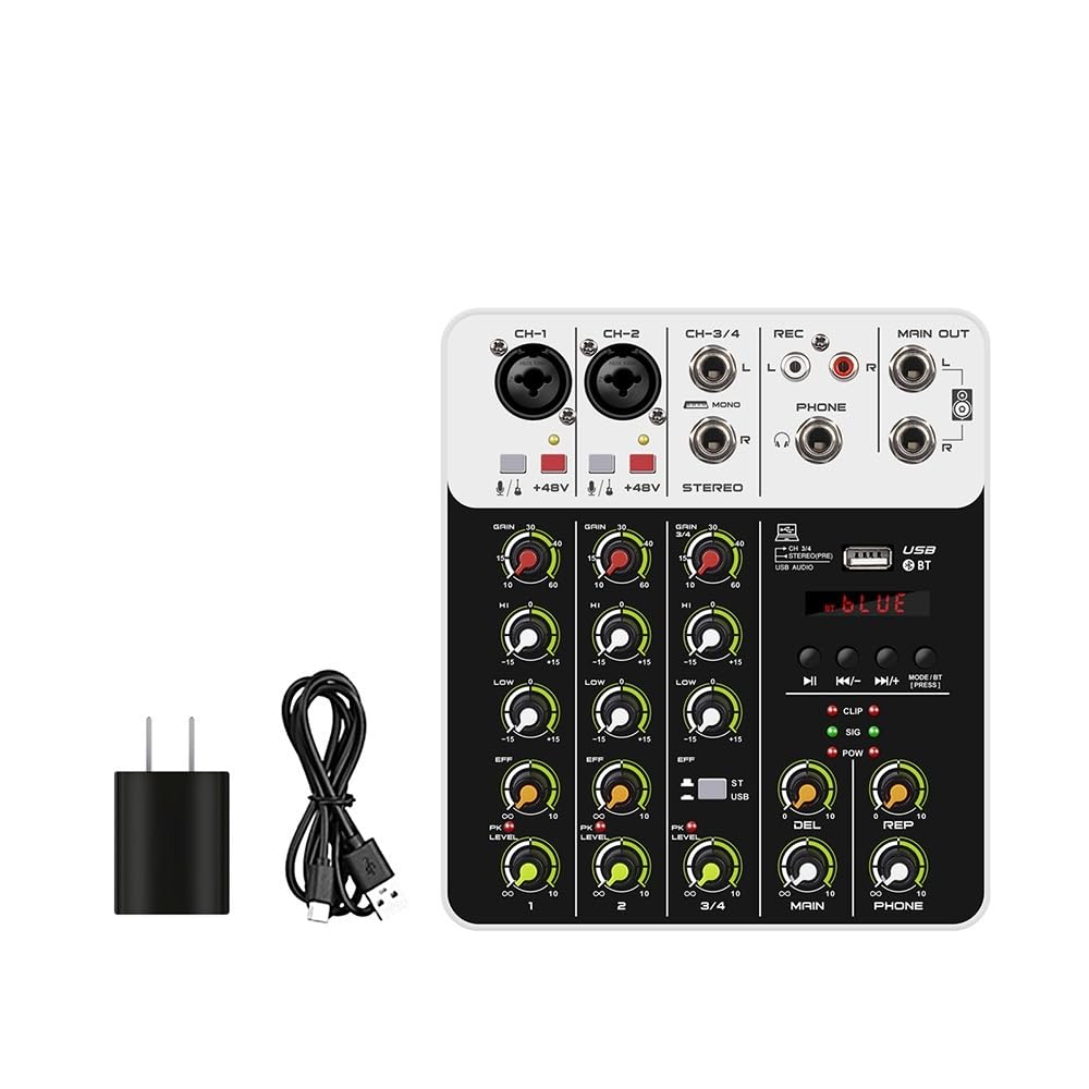 Kontroler DJ-ski, Mikser interfejsu, konsola DJ z zasilaniem Phantom Bluetooth 5.0 USB, efekty opóźnionego odtwarzania