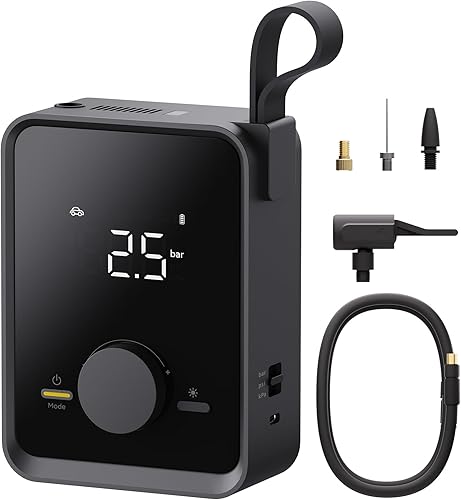 HOTO Inflador de neumáticos portátil, bomba de aire eléctrica Pro para neumáticos de automóvil con manómetro digital de 120 PSI, bomba de neumáticos