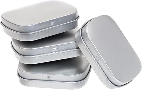 Mini Skater Caja rectangular de metal plateado con bisagras de 2.3 x 1.7 x 0.59 pulgadas, portátil, para el hogar, cocina, contenedor de