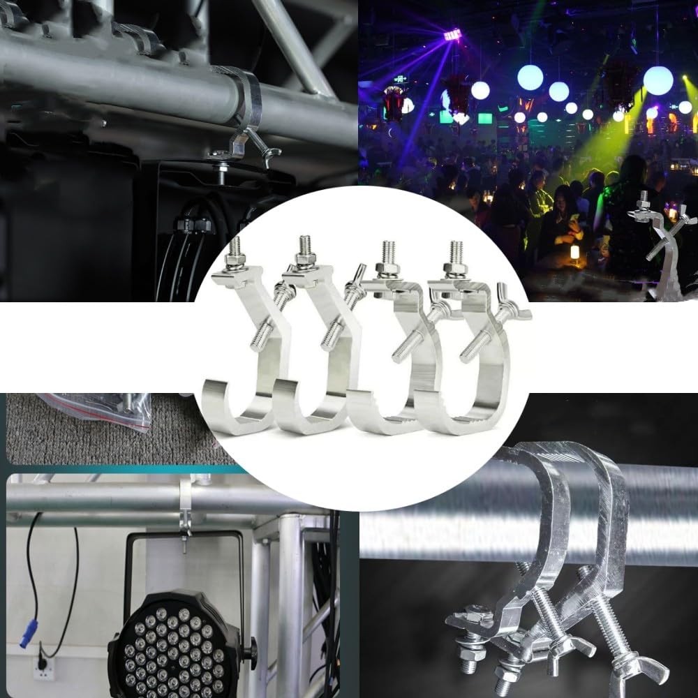6 abrazaderas de luz de escenario, abrazaderas para luces de luz, abrazadera de aleación de aluminio resistente, montaje de gancho de montaje, abrazaderas para iluminación de DJ, luces de