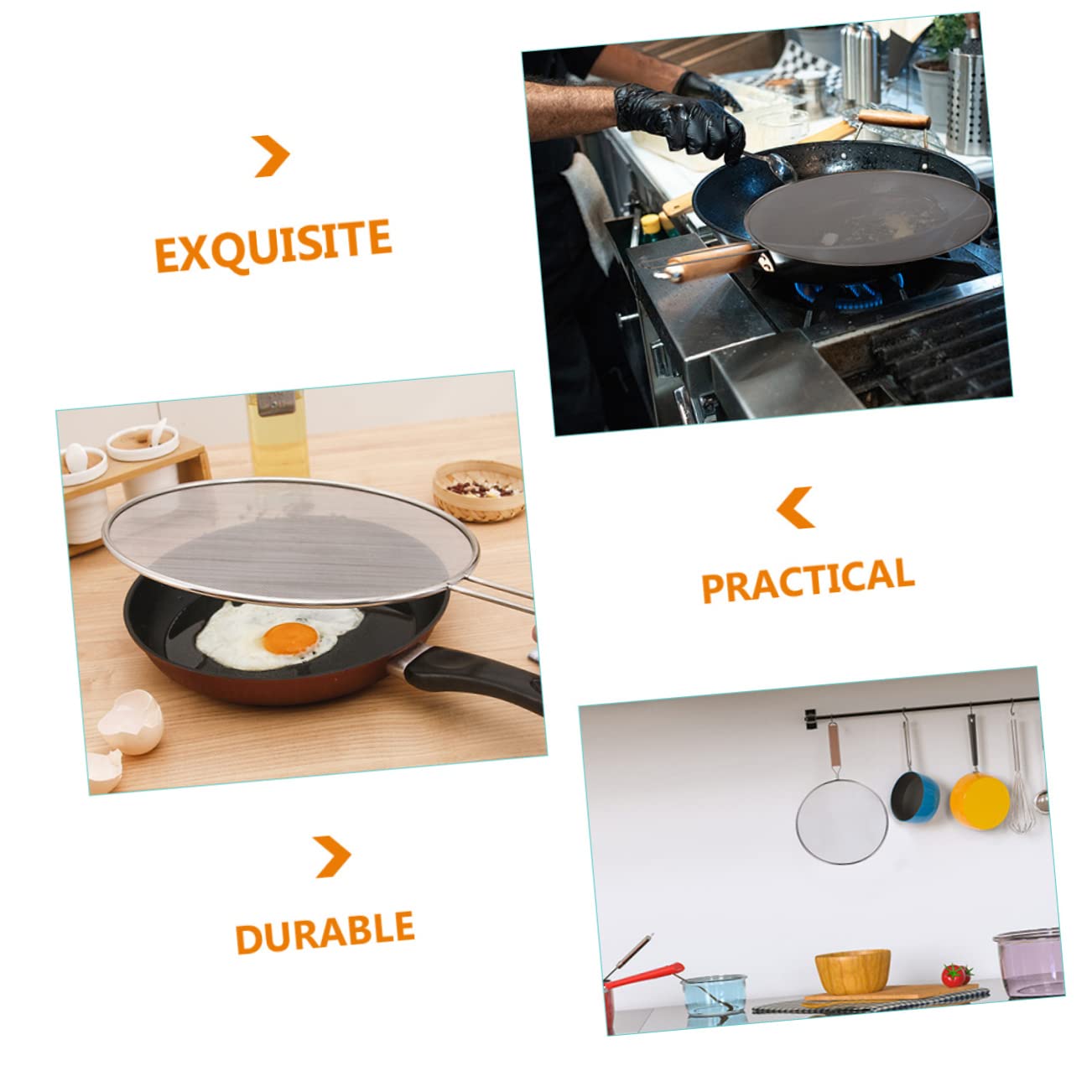 PRETYZOOM 3Pcs Stainless Steel Splatter Screen Grease Guard for Kitchen Cooking Fine Mesh Oil Splash Protection Essential Kitchen Gadget