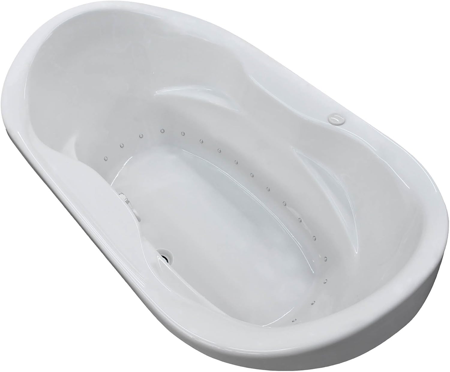 Giotto 41 x 70 Oval Air Jetted Drop-In Bathtub with Center Drain - Left Pump