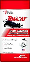 Tomcat Glue Boards with Immediate Grip Glue for Mice, Cockroaches, and Insects, Use Flat or Covered, Ready-To-Use, 4 Traps