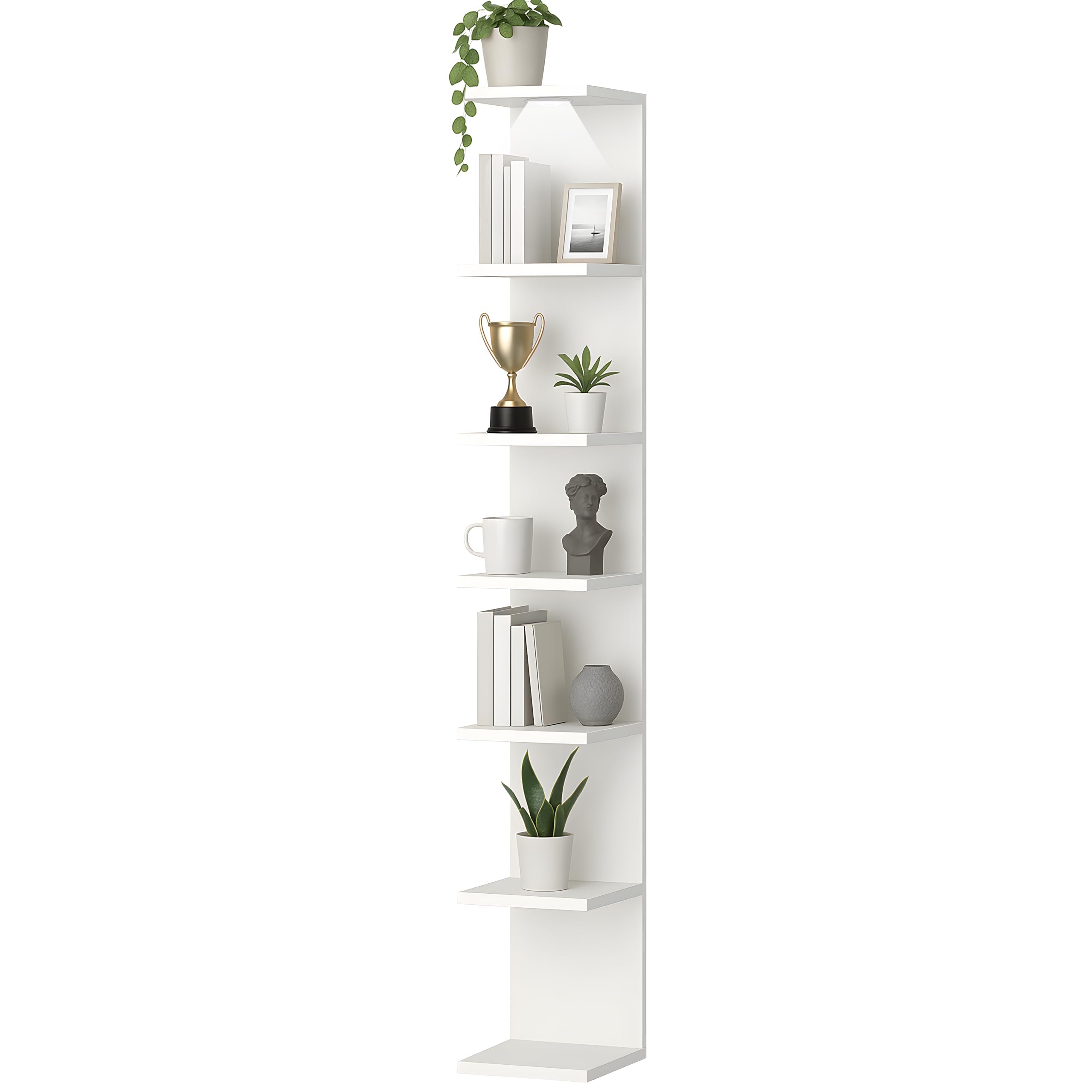 home stuff Wall shelf unit, 11 3/4x74 3/4,Use fixing devices suitable for the walls in your home. (White with LED Light)