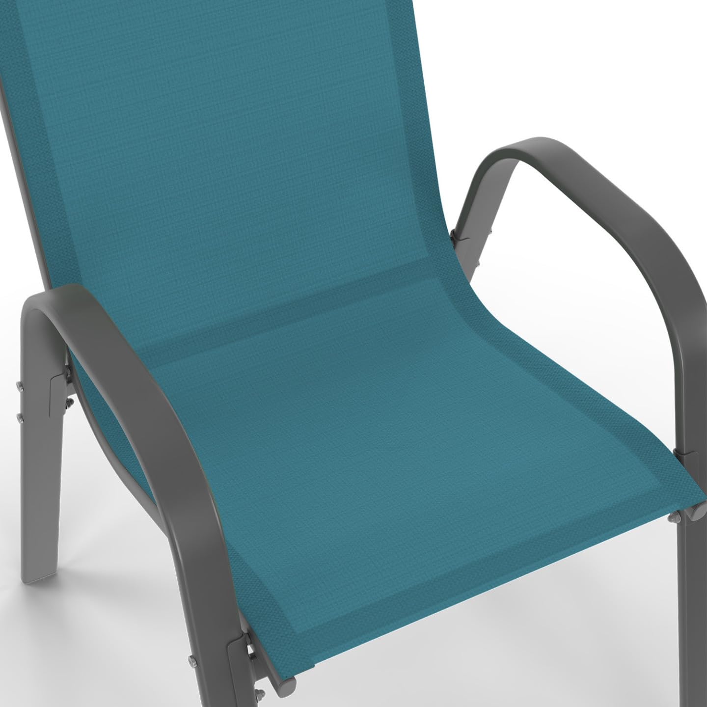 IDMarket - Salon de Jardin Madrid Table 150 CM et 6 chaises empilables Bleu Canard