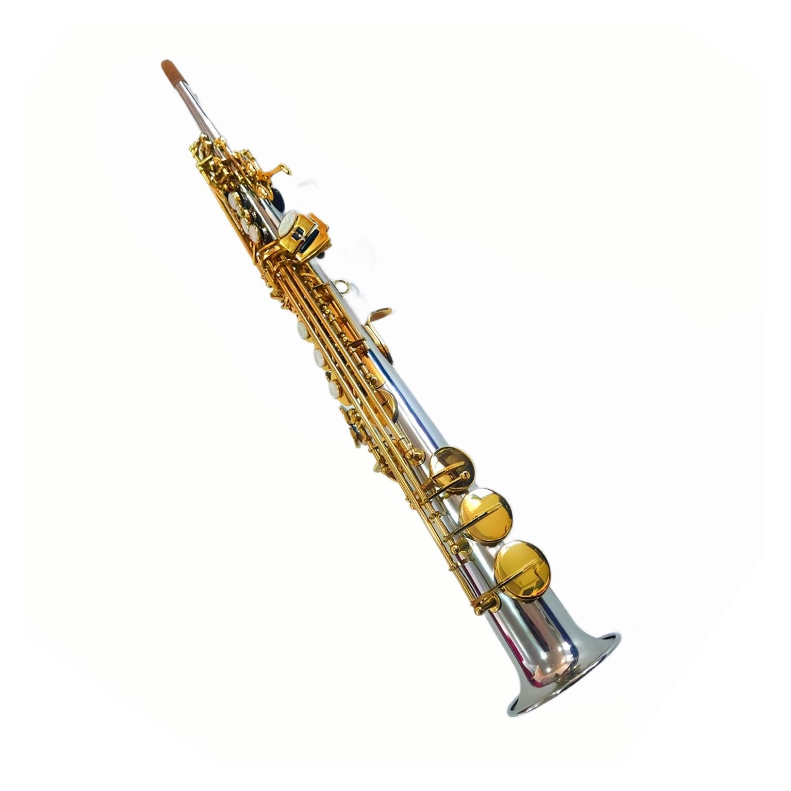 Sassofono Saxophone In Si Bemolle In Rame Bianco Con Chiavi E Accessori Placcati In Oro Argentato Sassofono
