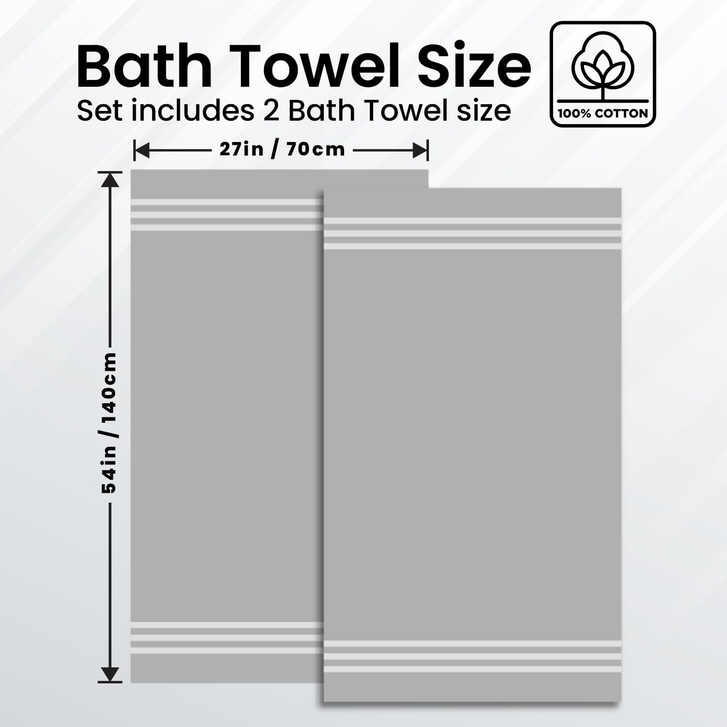 Infinitee Xclusives Grey Luxury Towel Bundle - Includes 4 Washcloths, 2 Bath Towels & 6 Hand Towels - Soft Absorbent Cotton Bathroom Set