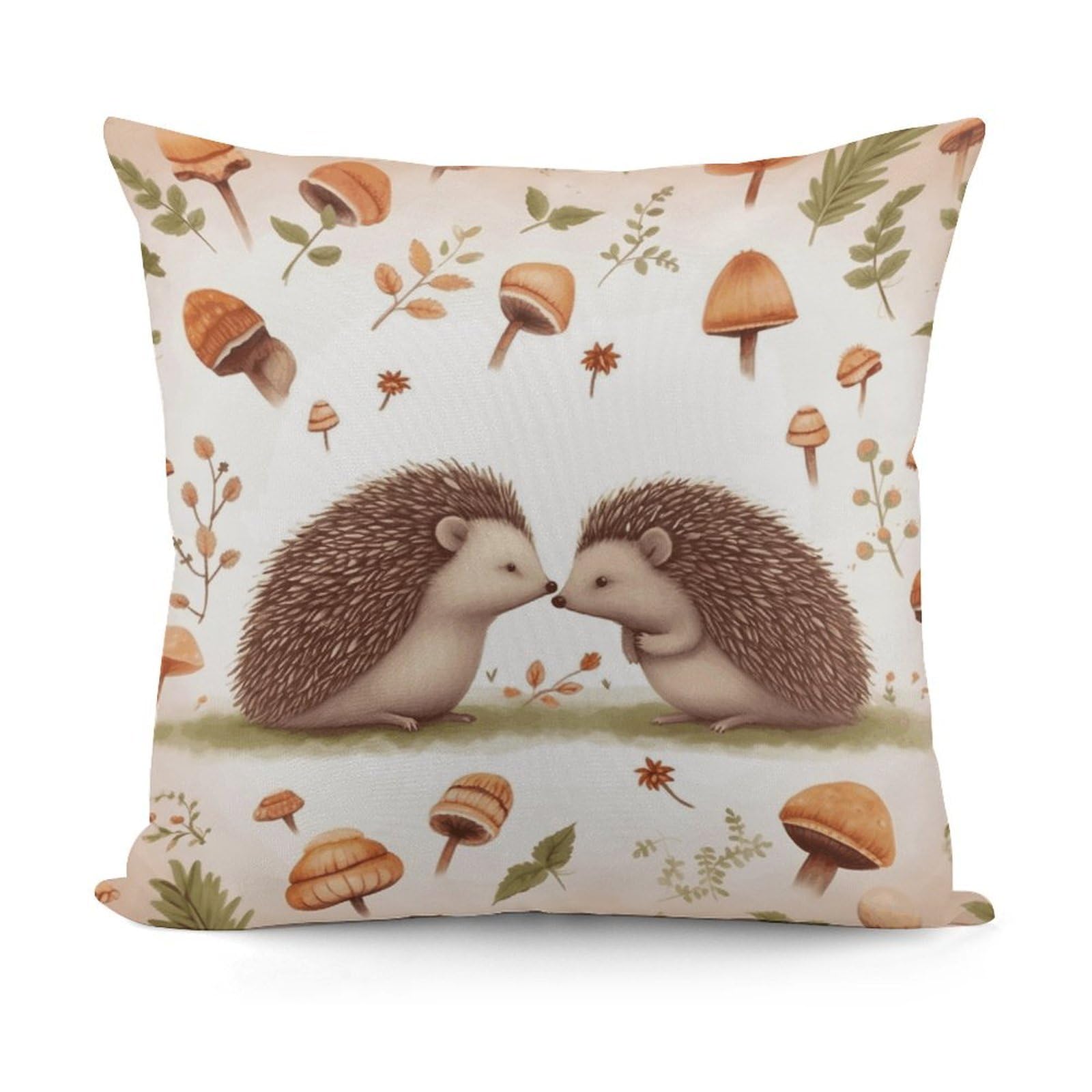 JTREHY Nature Lovely Hedgehog Lovers Pillow Covers Decorative Throw Pillow Covers Soft Decor Couch Cushion Case Modern Square Pillow Cases Summer Pillow Cover for Sofa Living Room 18x18 in