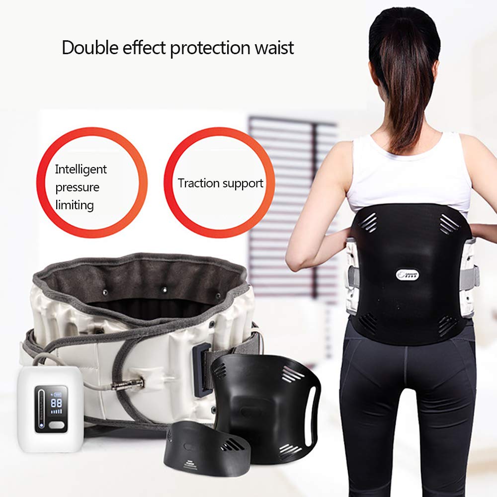 Faja Lumbar Fitness - Tractor de Hernia de Disco Lumbar Lumbar - para el Alivio del Dolor Lumbar, con Controlador de inflador Inteligente,L