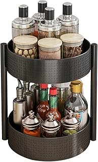 Regał Kuchenny Obrotowy Stojak na Przyprawy Kuchenne Czarny, Narożny Lekki Organizer na Owoce, Półka do Przechowywania w Kuchni, Pojemniki na Przyprawy (Size : 2-tier/33cm Tall)