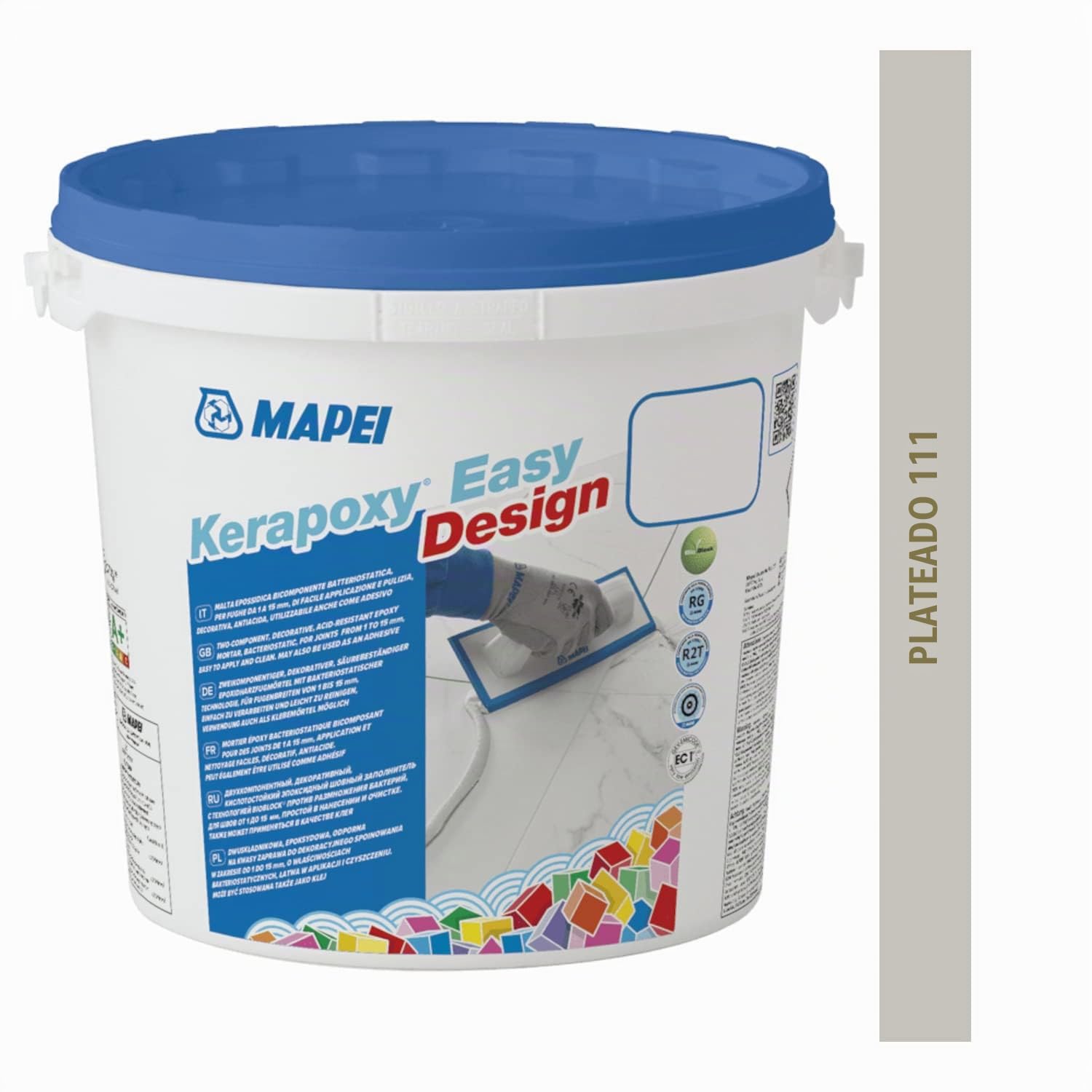 Mapei Kerapoxy Easy Design 111 GRIGIO ARGENTO 3 kg - decorativo, resistente a los ácidos, masilla epoxi bicomponente