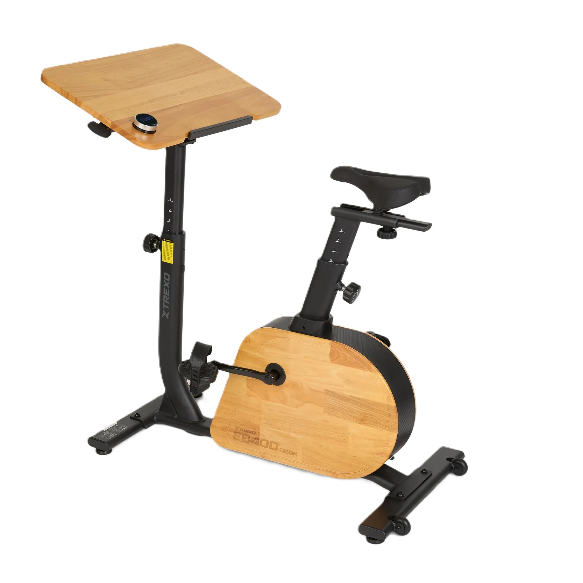 XTREXO EB400-desk – 2-in-1 Deskbike & Heimtrainer – Leises PMS-Magnetsystem & Holz-Design – 16 Widerstandsstufen & Verstellbarer Tisch – Ergonomisches
