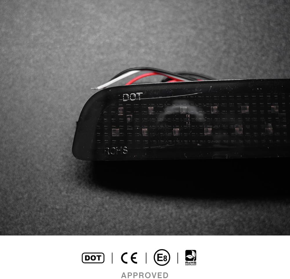 LED X5 Rear Bumper Reflector Light for 2014 2015 2016 2017 2018 F15 Red Led Tail Bumper Driver and Passenger Side Lamps Kit OEM 63147847591 63147847592 Smoked Lens