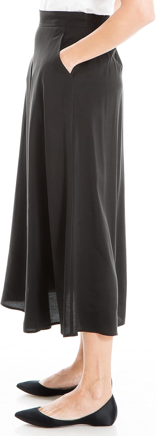 Max Studio Women's Maxi Skirt with Pockets and Front Inverted Pleat