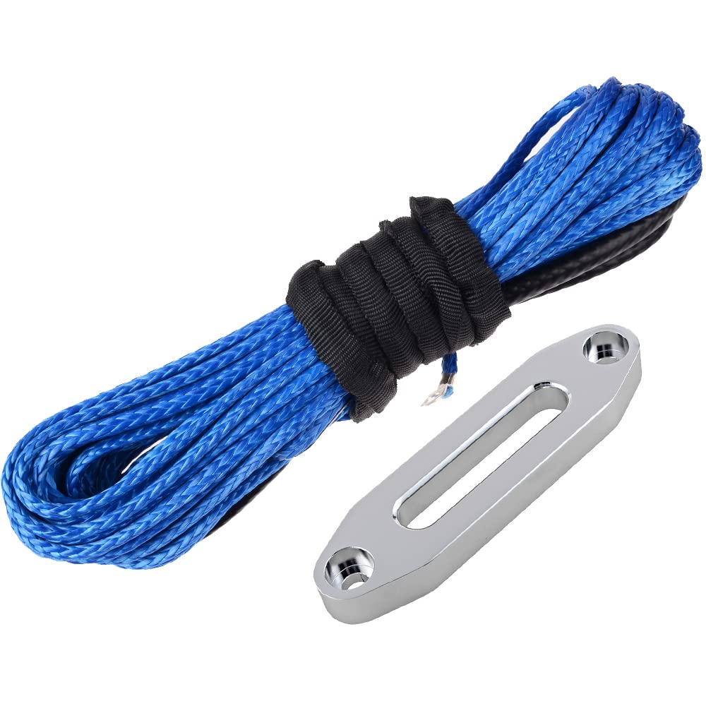 Astra Depot ATV UTV KFI SUV Synthetic Recovery Winch Rope Cable + Hawse Fairlead (50' x 3/16